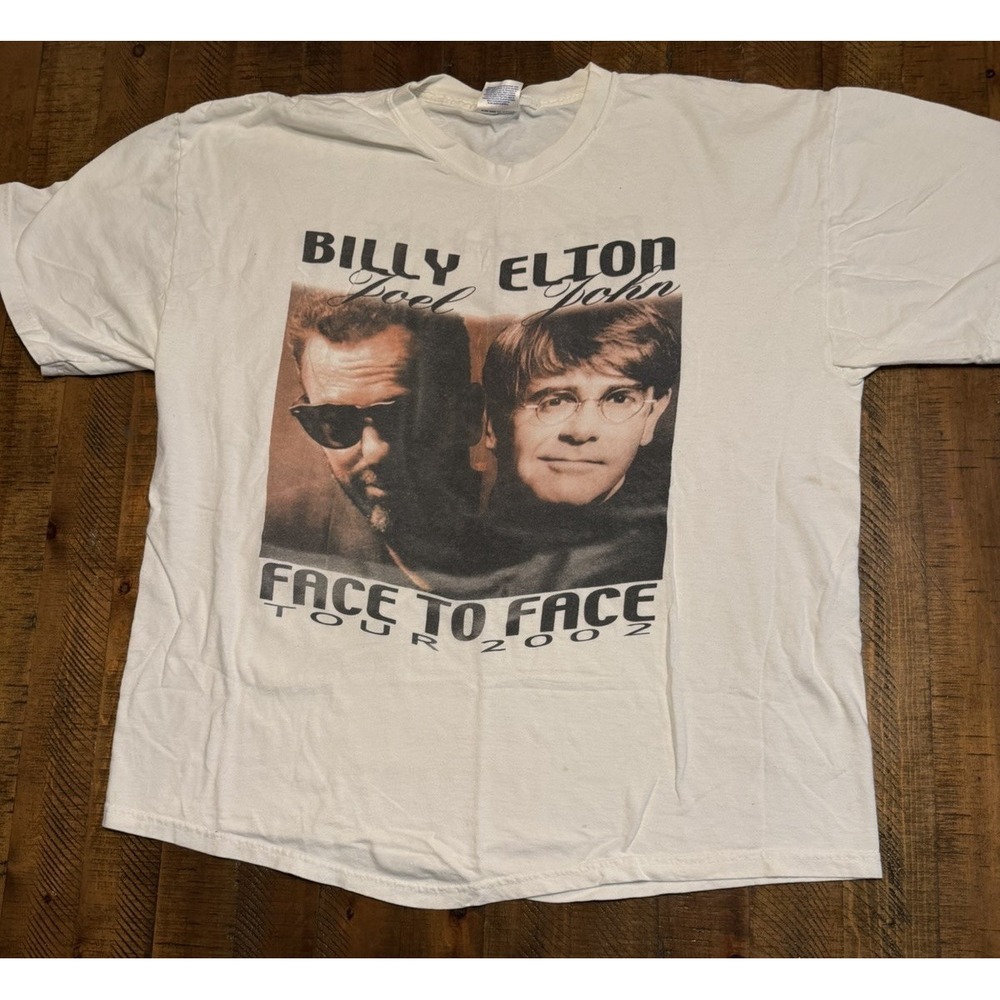 Vintage Billy Joel Elton John Face 2 Face Tour 2002 T Shirt CL Y2K Music Dates